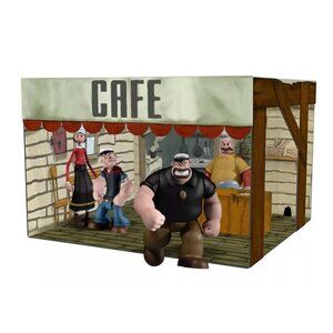 Popeye Deluxe Box Set By Mezco Toyz With Character Accessories & Rough House Caf